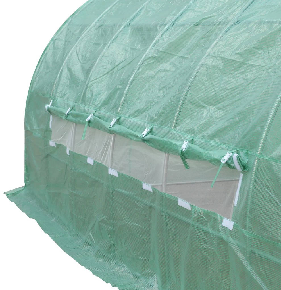 ® Estufa de Jardim e Quintal com 6 janelas para Cultivar Plantas e Verduras Coberta de PE 140g/㎡ Material de Aço - 6x3x2m