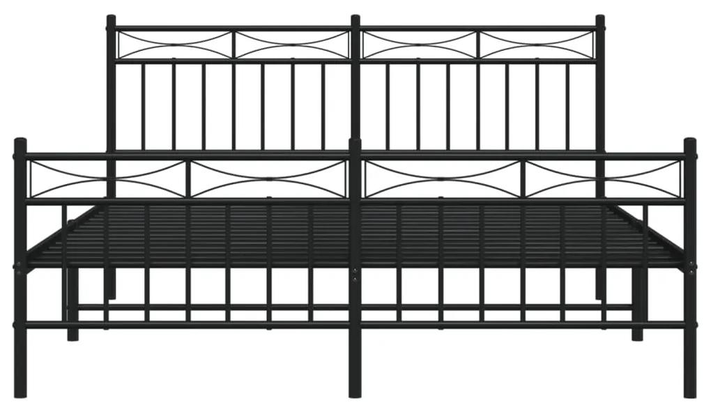 Estrutura de cama com cabeceira e pés 160x200 cm metal preto