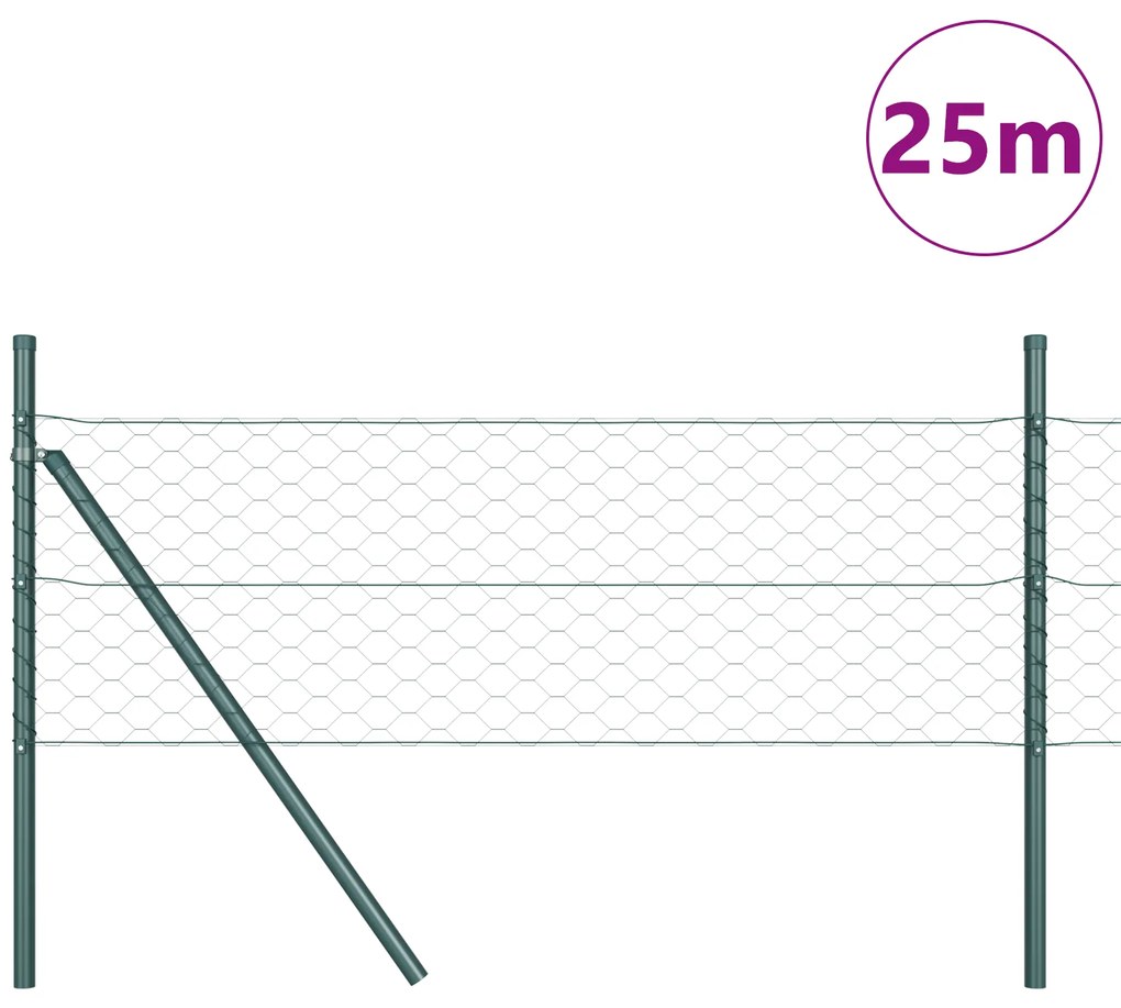 Cerca Hexagonal vidaXL Verde 0,8x25 m Aço
