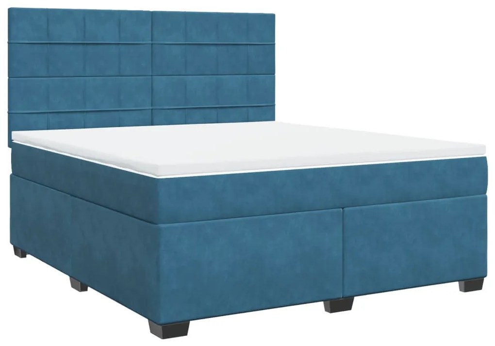 Cama com molas/colchão 180x200 cm veludo azul