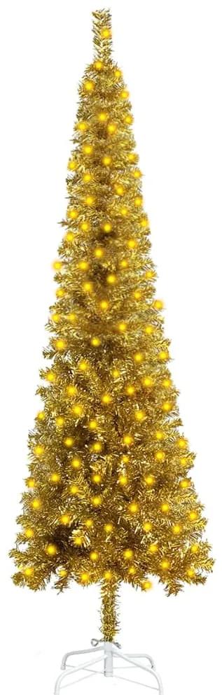 3078007 vidaXL Árvore de Natal fina com luzes LED 240 cm dourado