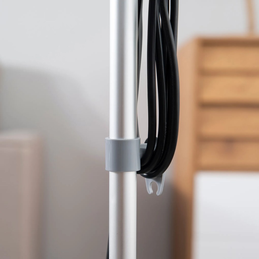 HOMCOM Mopa a Vapor 1300W Limpador a Vapor Multifuncional com Depósito de 450ml e 11 Acessórios Incluídos Aquecimento em 20-30 Segundos 28x21x112cm Cinza e Branco