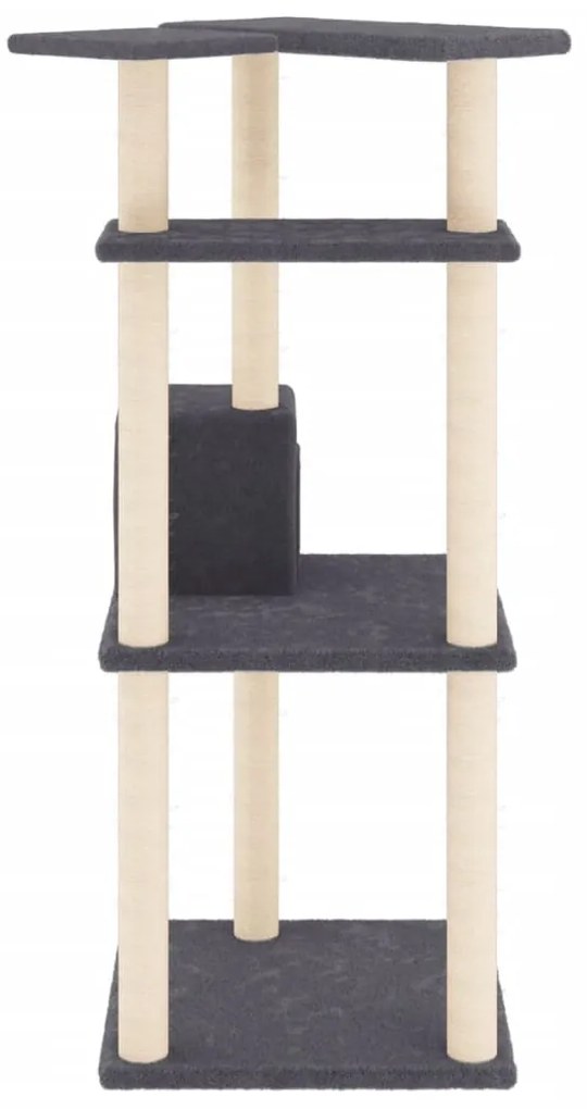 Árvore p/ gatos c/ postes arranhadores sisal 123cm cinza-escuro