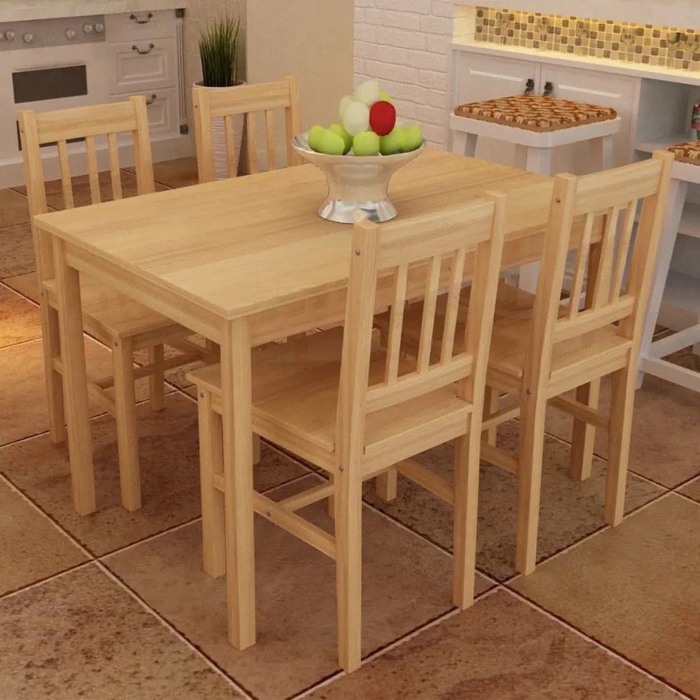 Conjunto de Jantar Leoni com 4 Cadeiras e 1 Mesa - Cor Natural - Desig