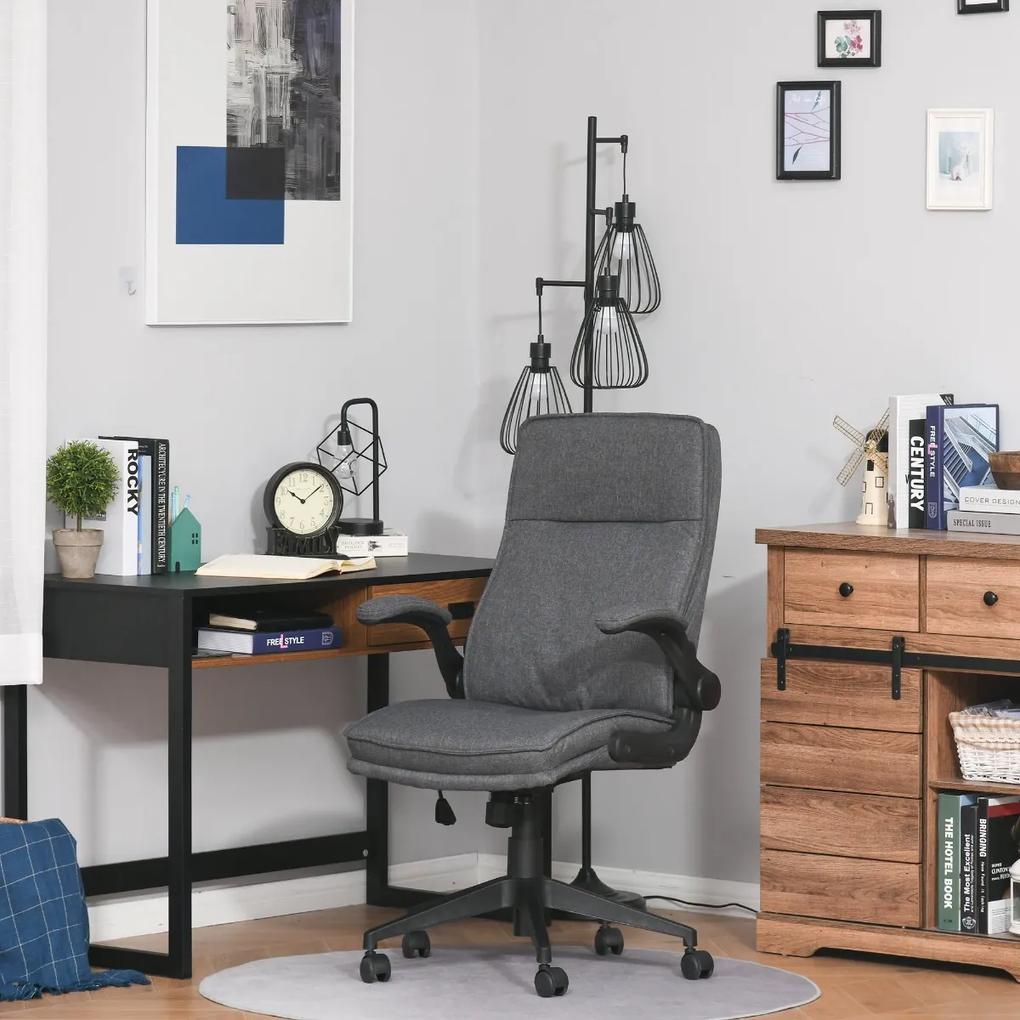 Vinsetto Cadeira de escritório ergonômica 360 ° giratória com função de inclinação Apoios de braço acolchoados e ajustáveis ​​em altura para casa e escritório 67x70x108-118 cm Cinza