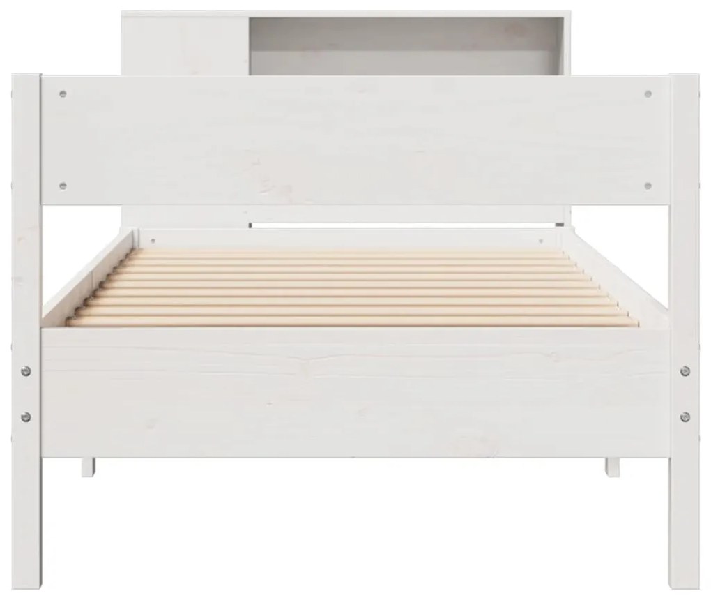 Cama com estante sem colchão 75x190 cm pinho maciço branco