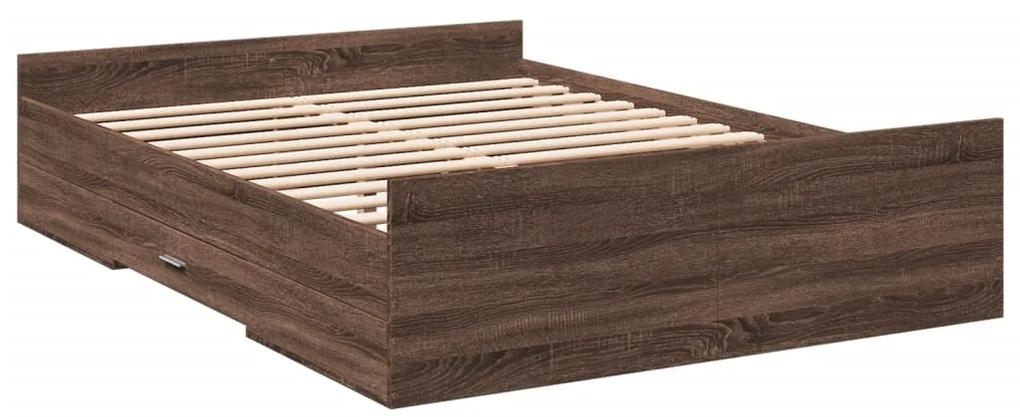 Estrutura de cama gavetas derivados madeira carvalho castanho