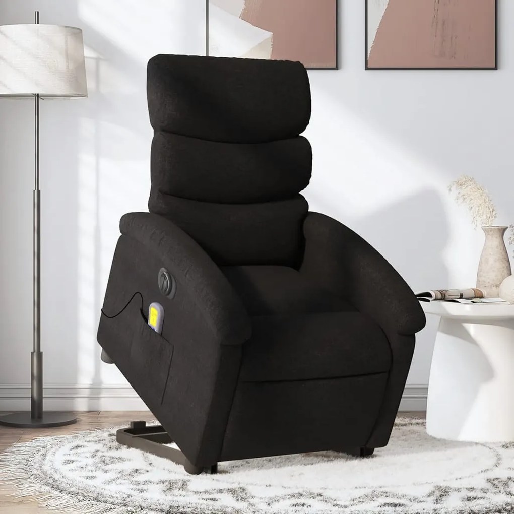 vidaXL Poltrona elétrica elevatória massagens tecido preto
