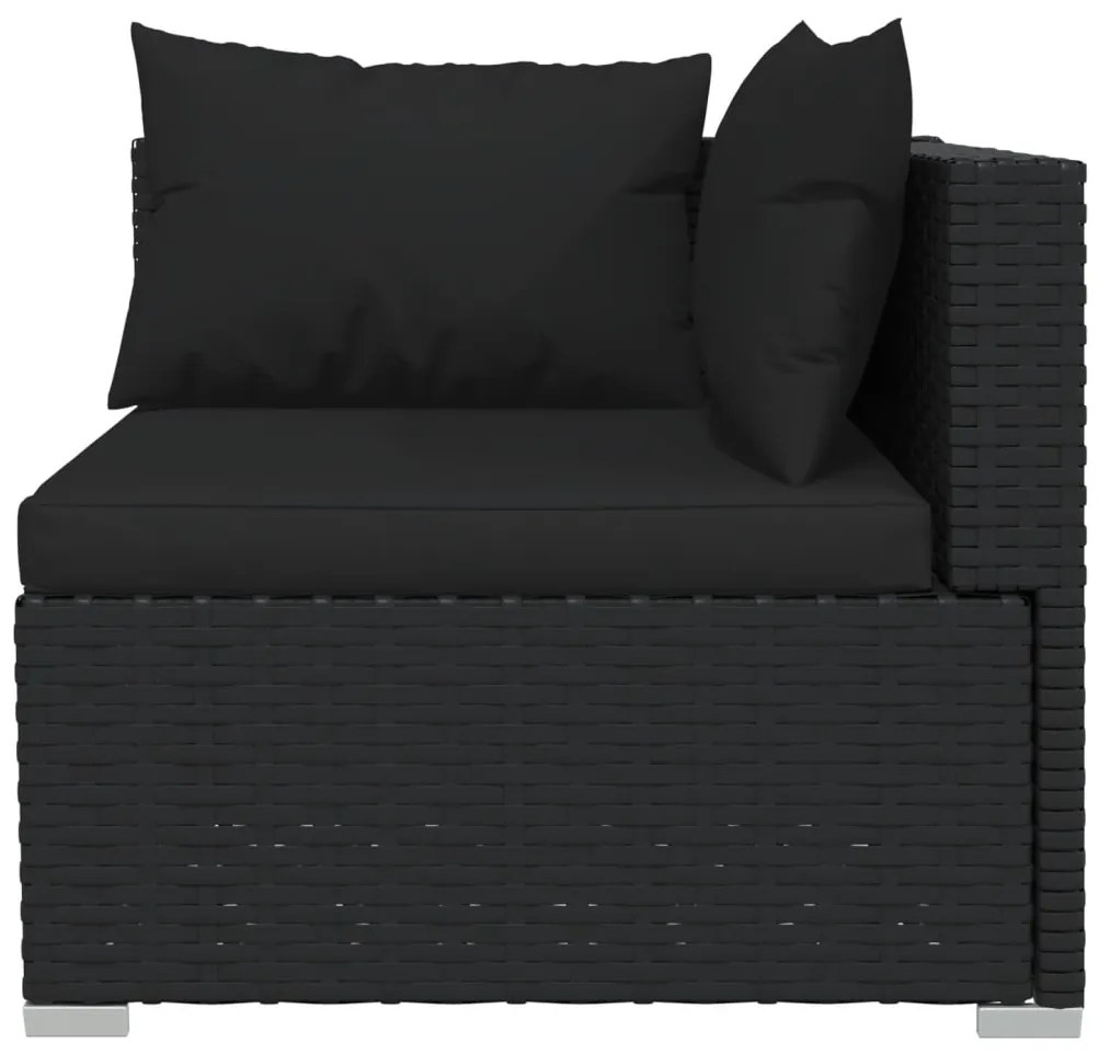 6 pcs conjunto lounge de jardim c/ almofadões vime PE preto