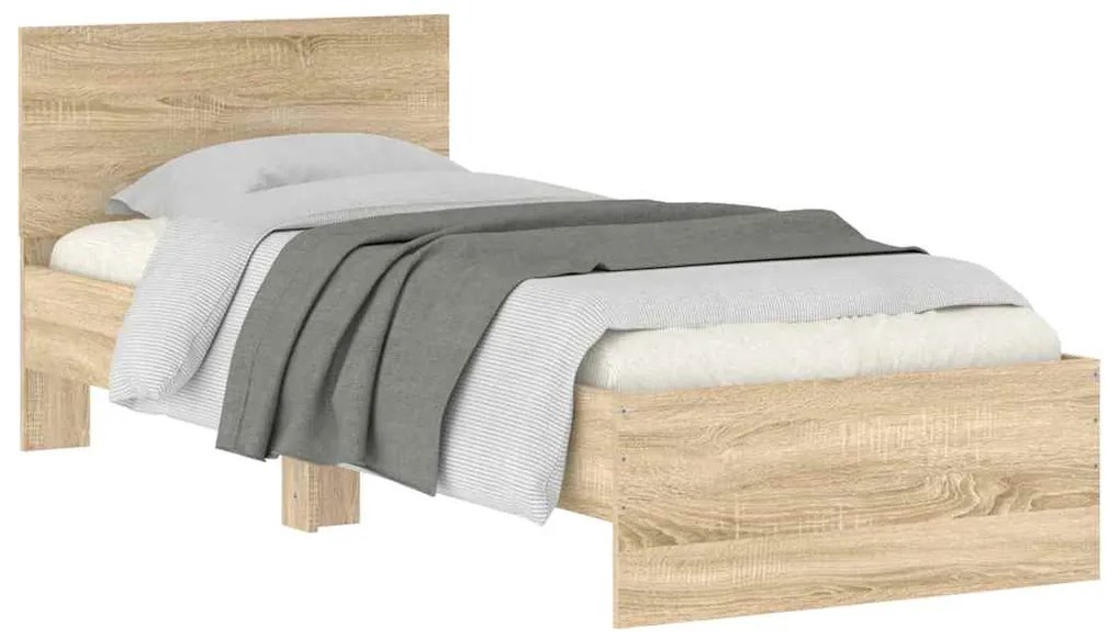 Cama sem colchão com cabeceira 75x190 cm carvalho sonoma