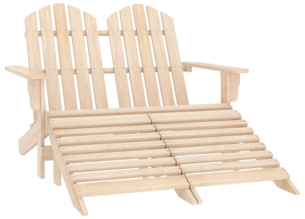 vidaXL Cadeira de jardim e otomano Adirondack 2 lugares abeto
