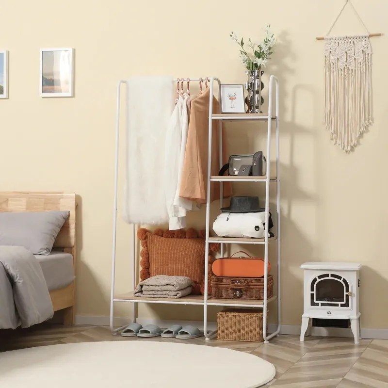 Charriot Évora – 101x39x160 cm – Branco e Madeira – Design Industrial