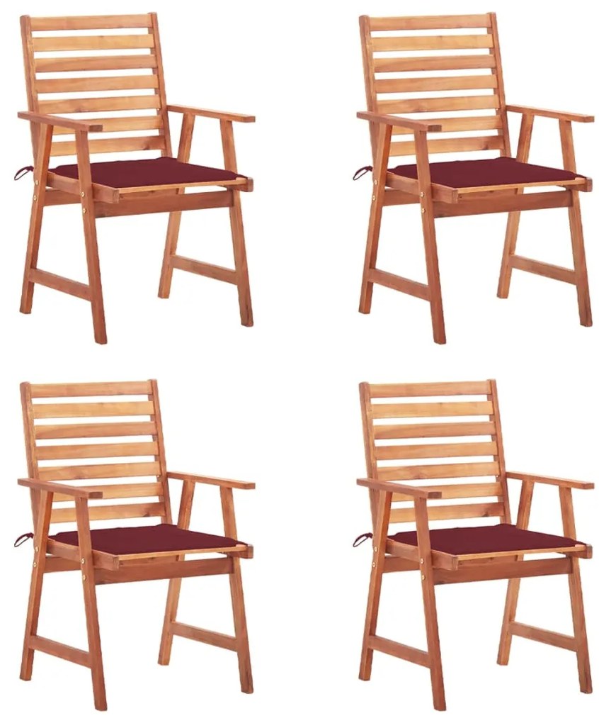 vidaXL Cadeiras de jantar p/ jardim 4 pcs c/ almofadões acácia maciça
