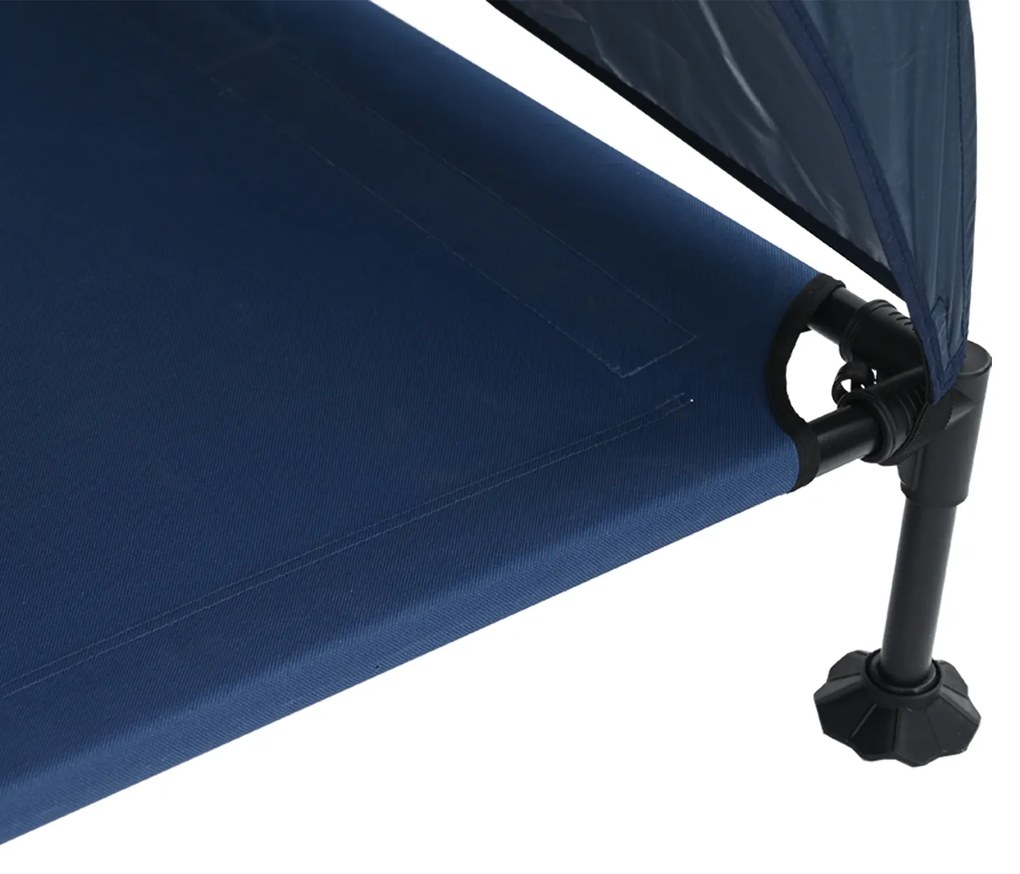 Cama Elevada para Cão com Toldo Removível Azul-marinho XL Aço