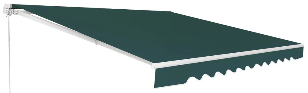 Toldo retrátil 4 x 2,5 m para varanda, terraço Cobertura em poliéster com manivela manual Estrutura em alumínio resistente Verde