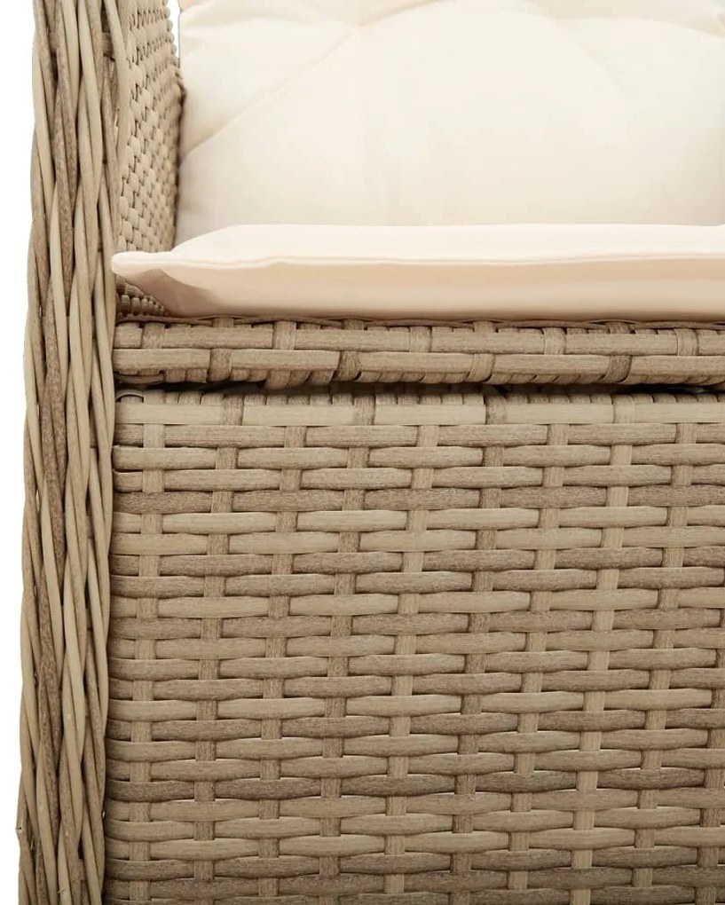 Cadeiras de jardim reclináveis 2 pcs com mesa vime PE bege