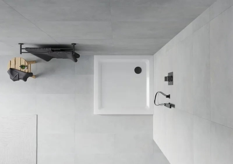 Mexen Flat base de duche quadrada slim 90 x 90 cm, branco, sifão preto - 40109090B