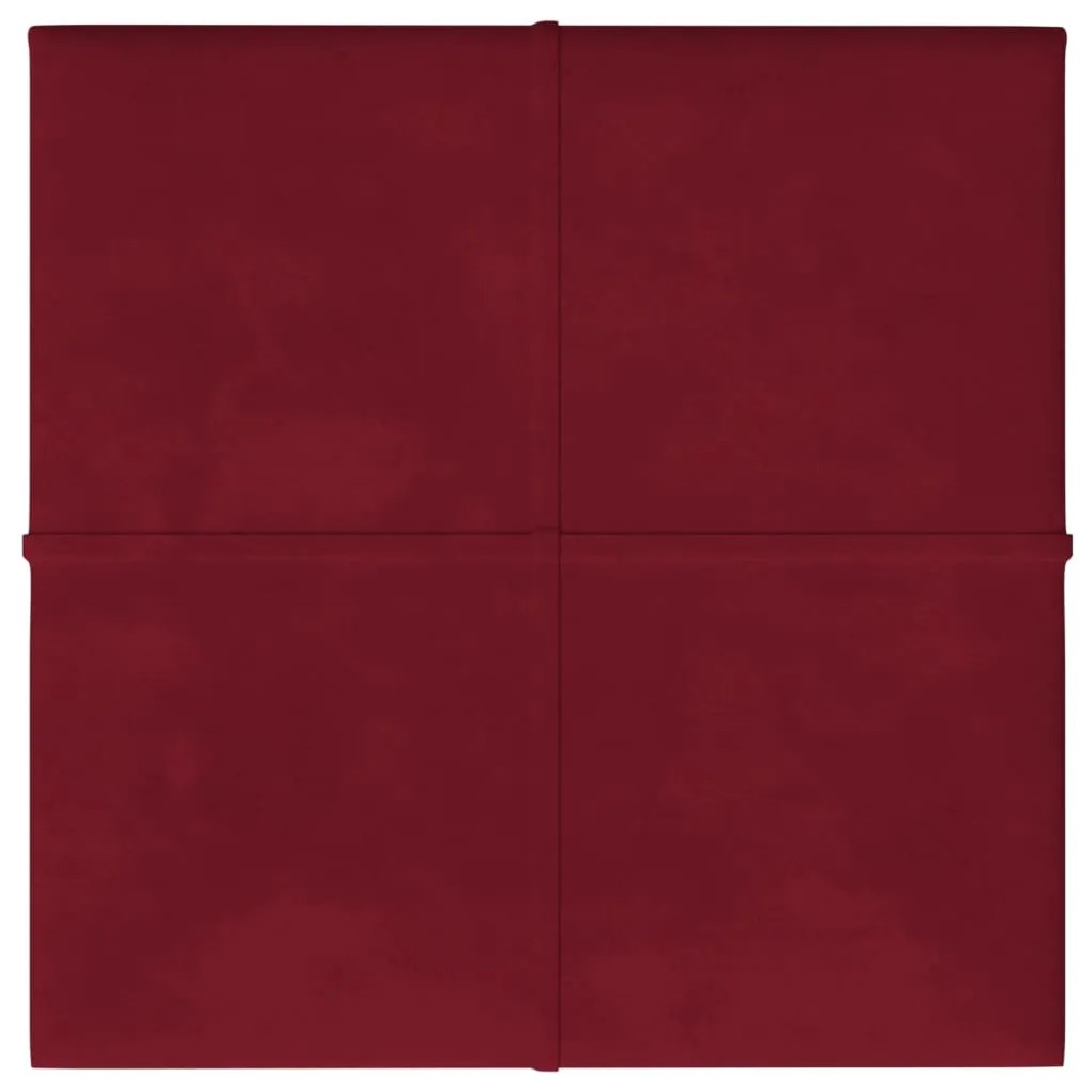 Painel parede 12 pcs 30x30 cm veludo 1,08 m² vermelho tinto