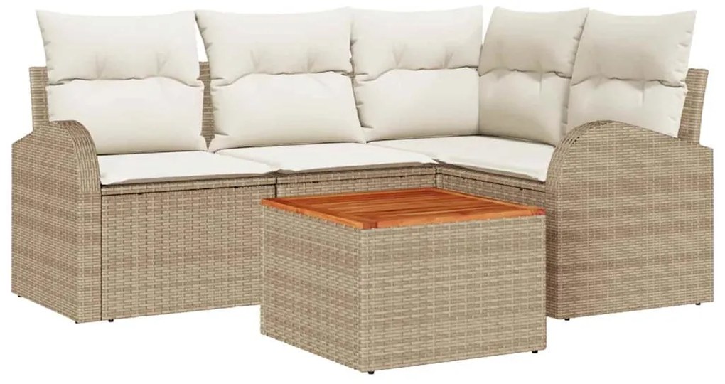 Conjunto de Sofá de Jardim 5 pcs Bege, branco Grande
