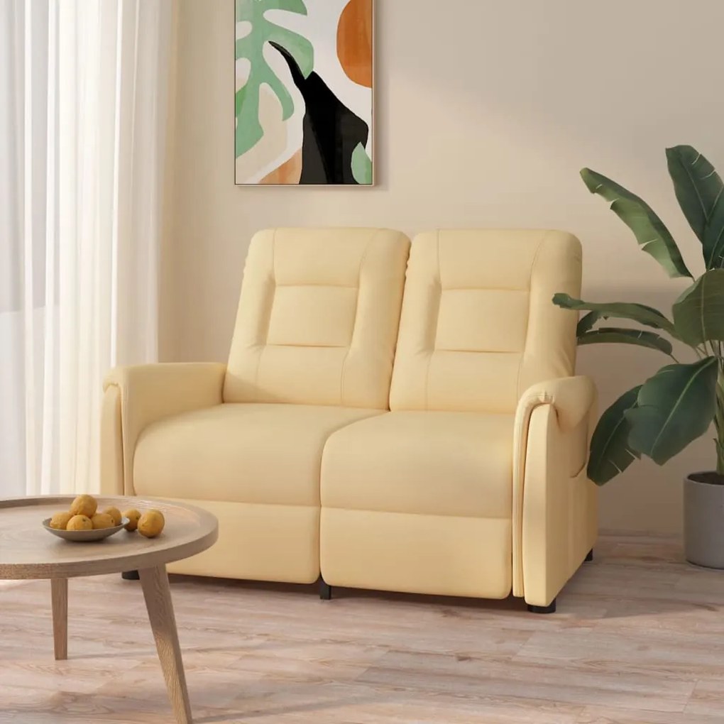 vidaXL Poltrona massagens 2 lug. reclinável tecido microfibra creme