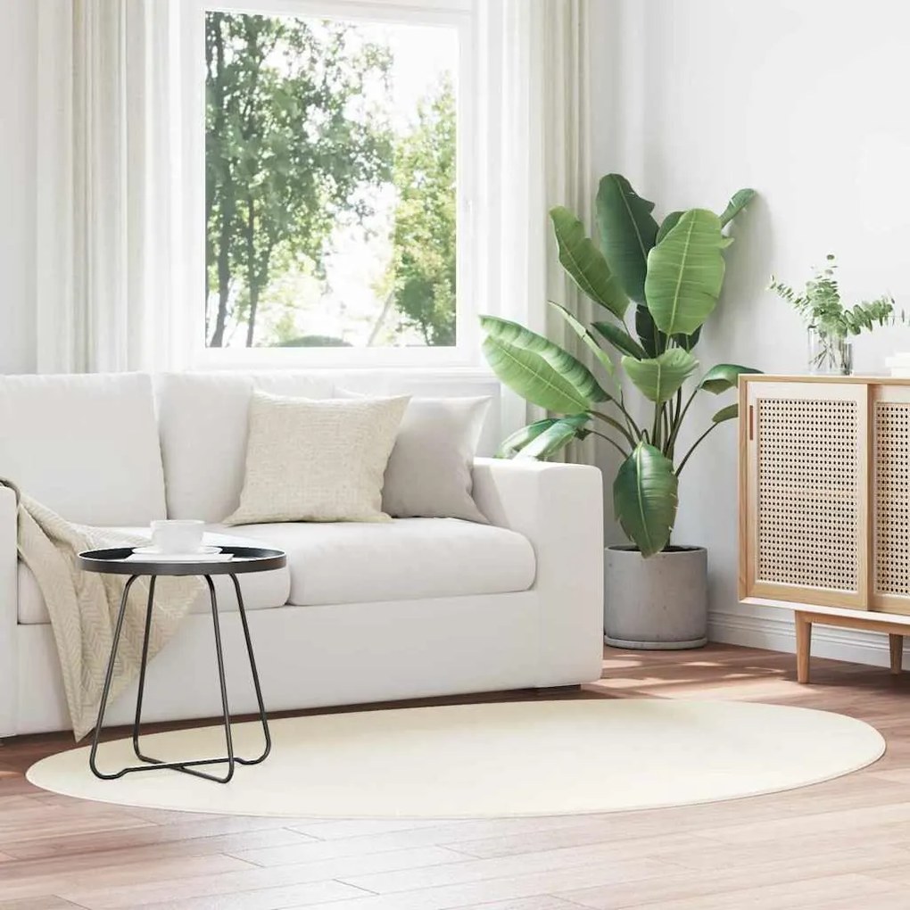 vidaXL Tapetes de área HUARTE Creme 120 x 170 cm Poliéster