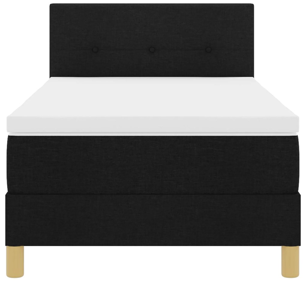 Cama Box com Colchão Preta 90x190 cm Tecido