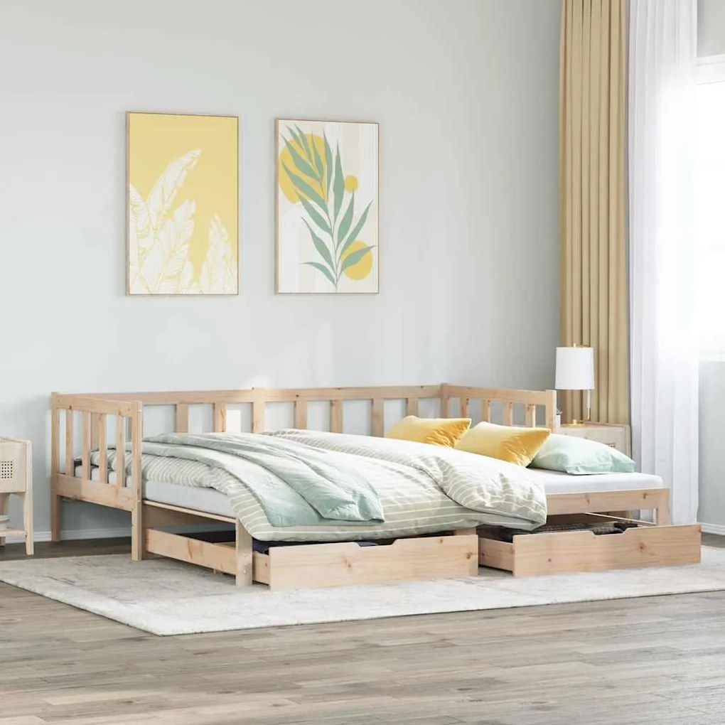 Sofá-cama com gavetão e gavetas sem colchão 90x190 cm