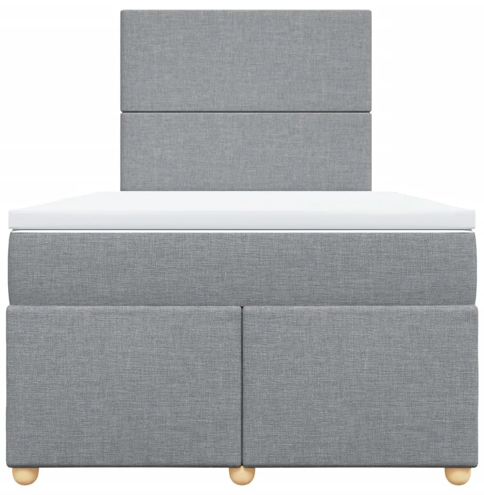 Cama boxspring com colchão 120x190 cm tecido cinzento-claro