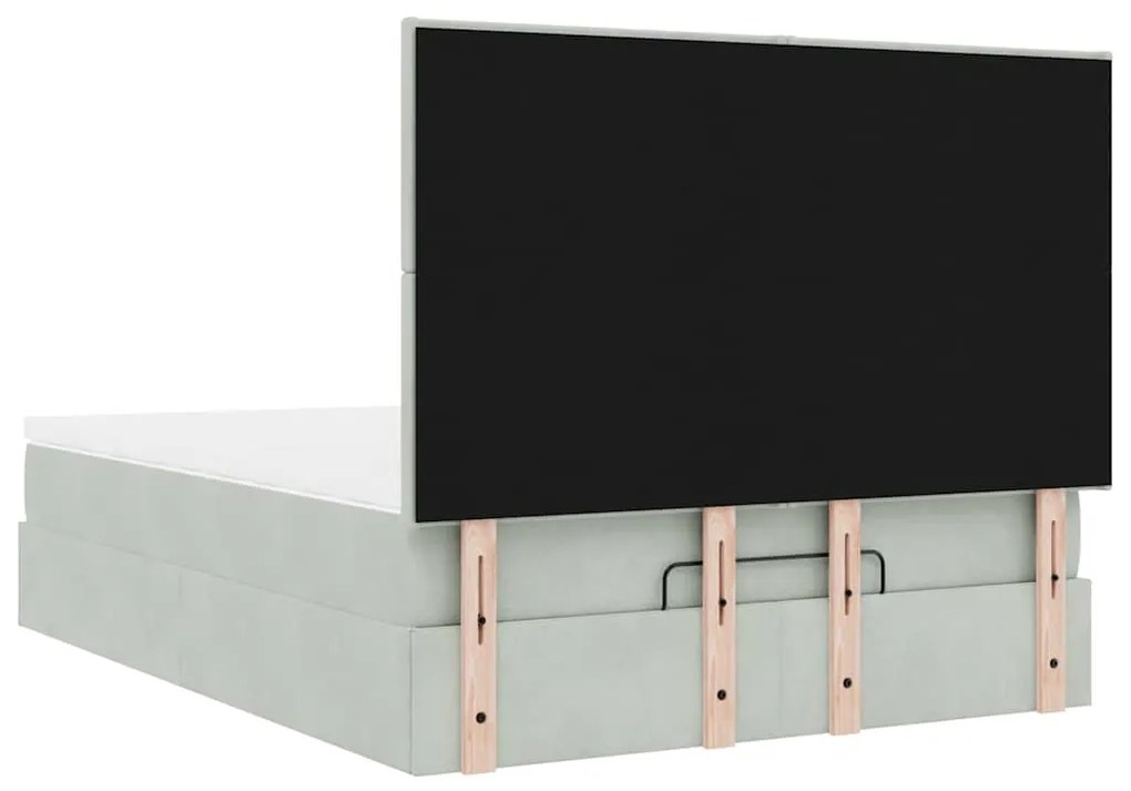 Estrutura cama otomana colchões 140x200cm veludo cinzento claro