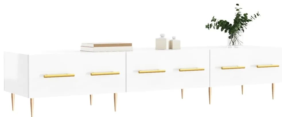 Móvel de TV 150x36x30 cm derivados de madeira branco brilhante