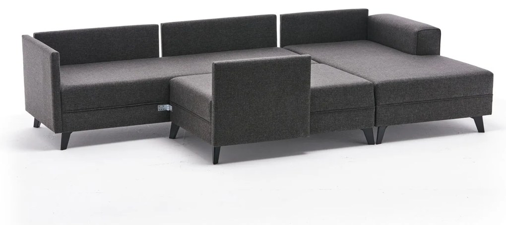 Sofá-Cama de Canto Efsun – Antracite – 300 x 78 x 202 cm