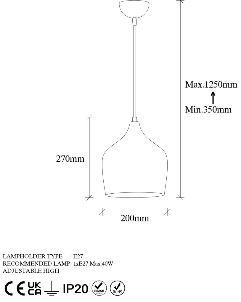 Chandelier Murek – Multicolor – 20 x 20 x 35 cm