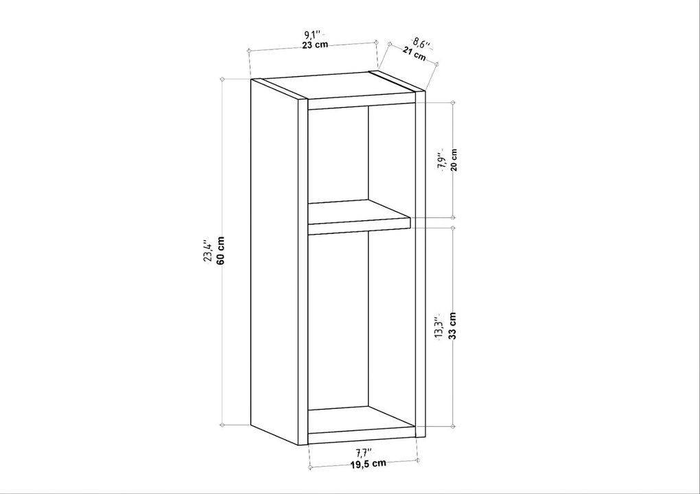 Mesa de Cabeceira Sault – Antracite – 23,2 cm x 22 cm x 59,6 cm