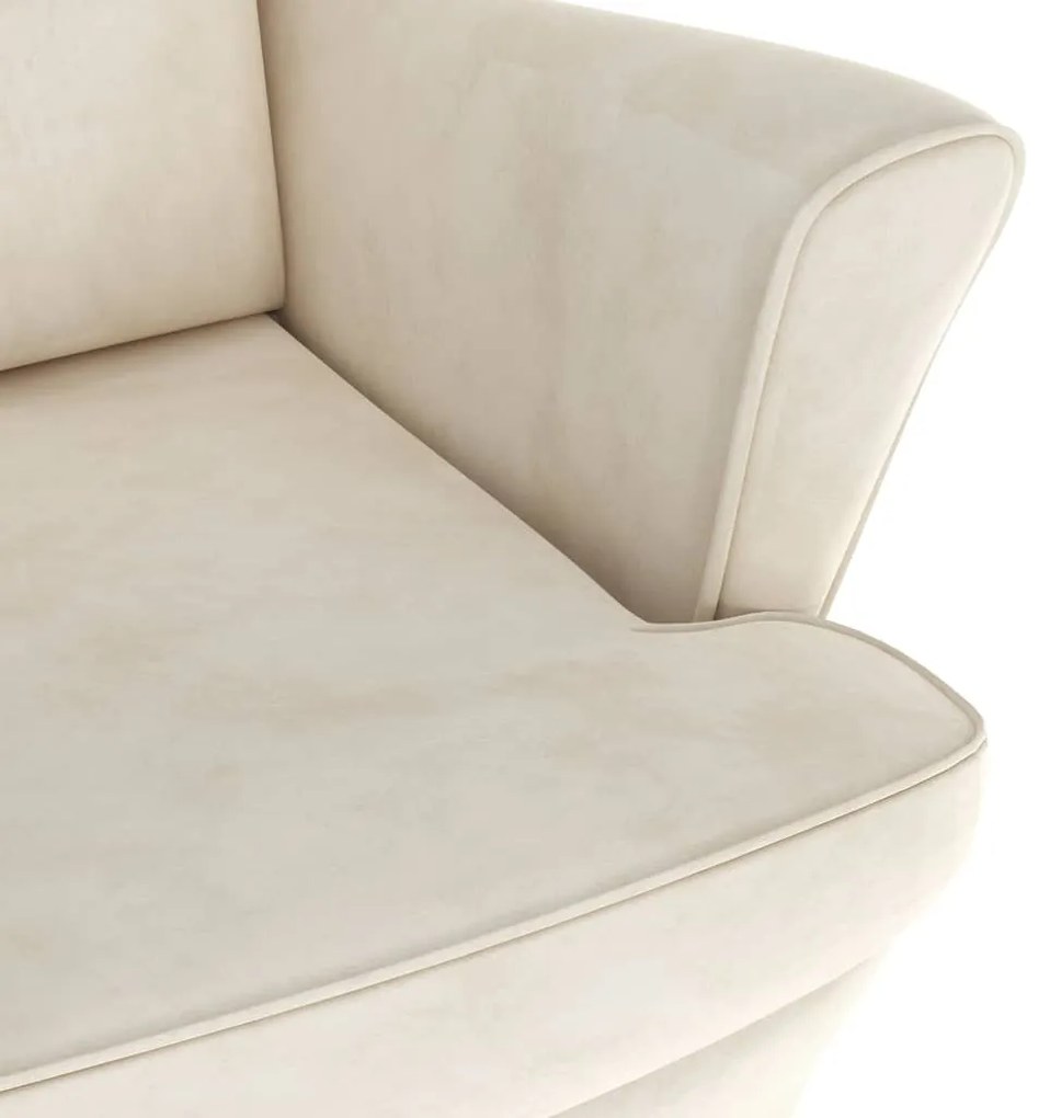 Poltrona de descanso com banco veludo cor creme