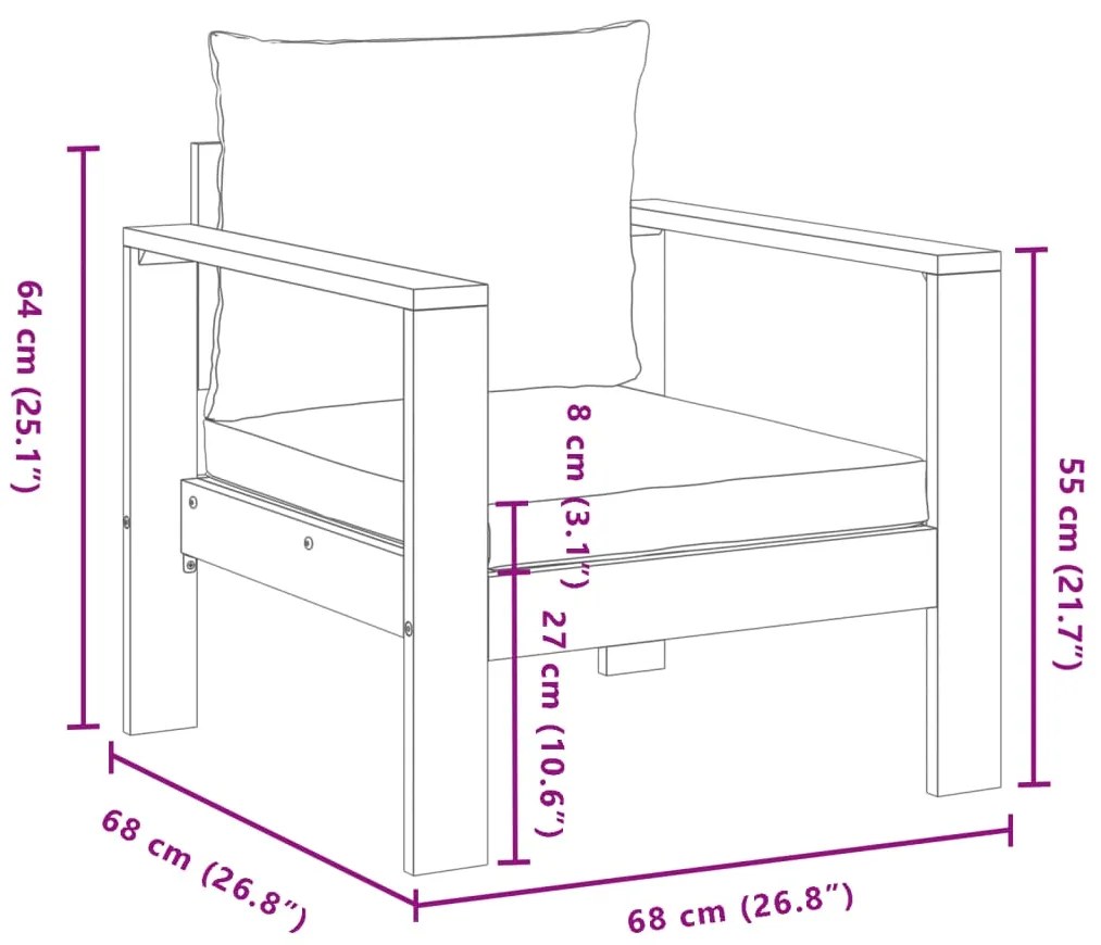 4 pcs conjunto de sofás de jardim com almofadões acácia maciça