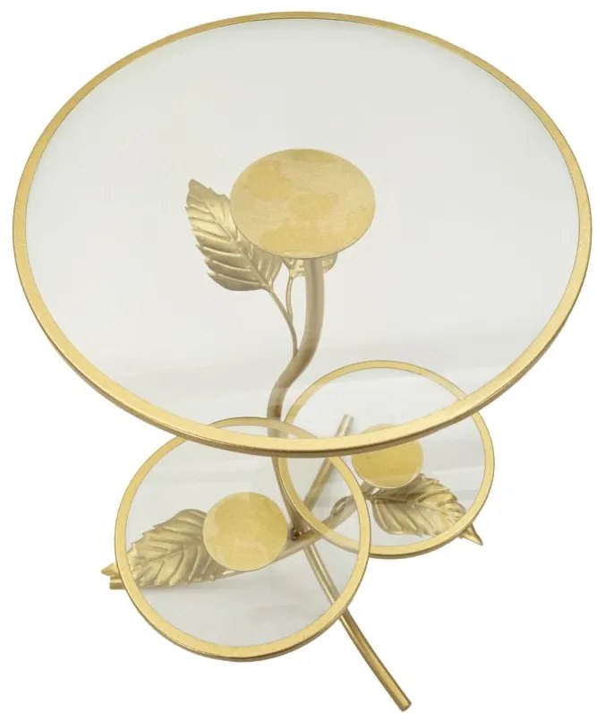 MESA DE APOIO 3 PRATELEIRAS FOLHA Ø54X69,5 CM DOURADO