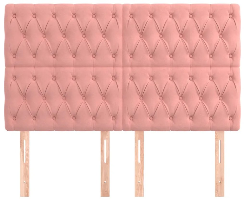 Cabeceira de cama 4 pcs veludo 72x7x78/88 cm rosa