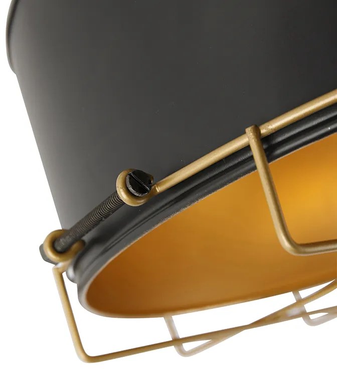 Luminária de teto industrial preto com dourado 35 cm - Barril Industrial
