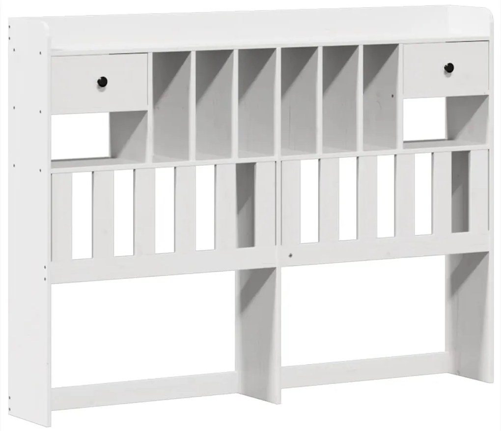 Cama com estante sem colchão 140x190 cm pinho maciço branco