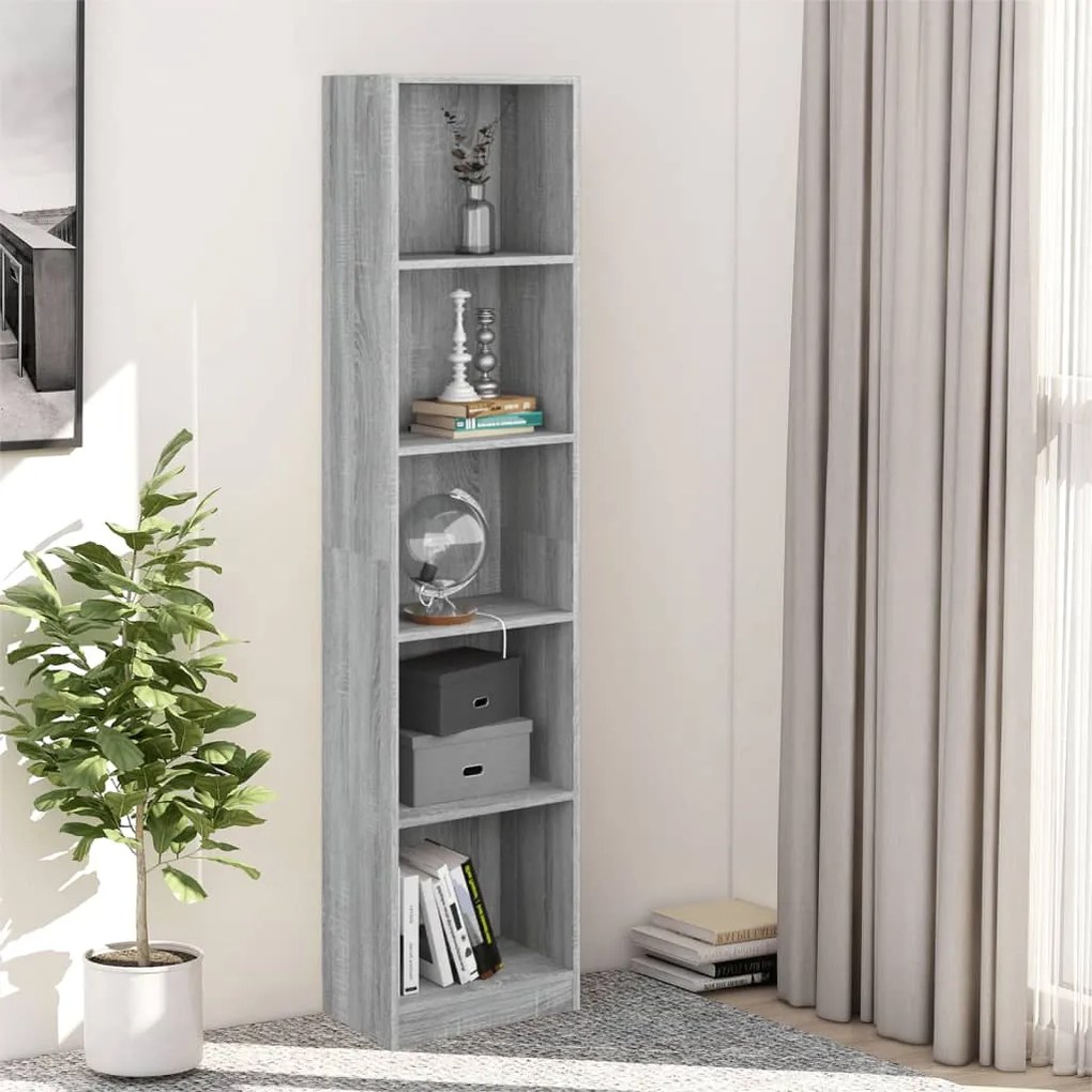 816069 vidaXL Estante 5 prateleiras 40x24x175 cm deriv. madeira cinza sonoma