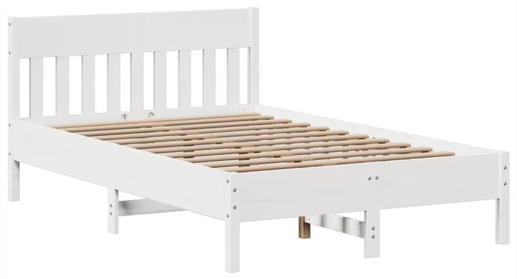 Cama sem colchão 135x190 cm madeira de pinho maciça branco