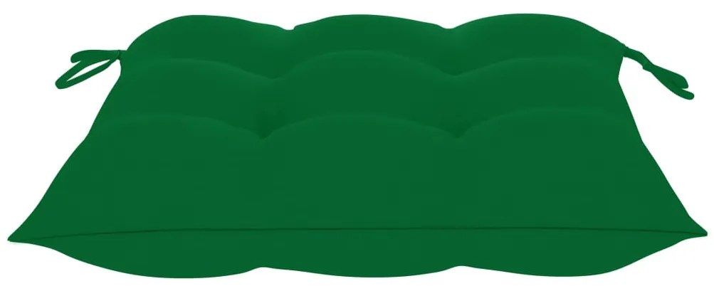 Cadeiras de jardim c/ almofadões verde 2 pcs teca maciça