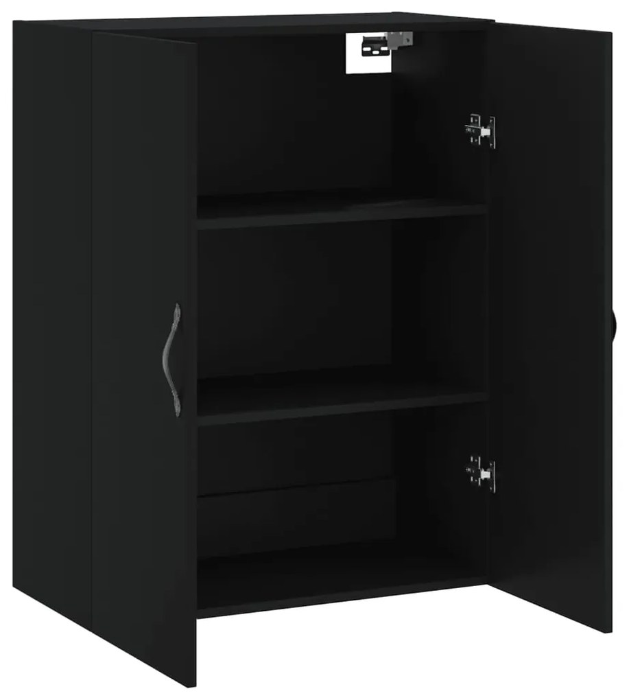 Armário de parede 69,5x34x90 cm derivados de madeira preto