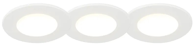 Conjunto de 3 focos embutidos brancos com LED integrado 3000K 4W IP65 - Blanca Moderno