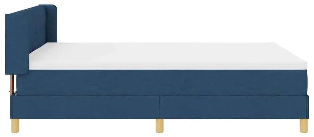 Cama Box de tecido azul com colchão, 160 x 200 cm