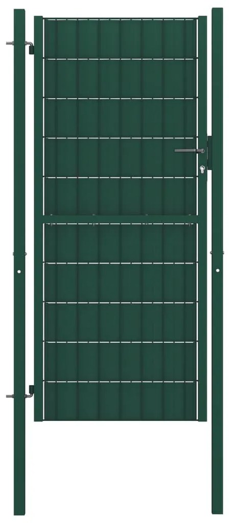 vidaXL Portão de cerca 100x124 cm PVC e aço verde