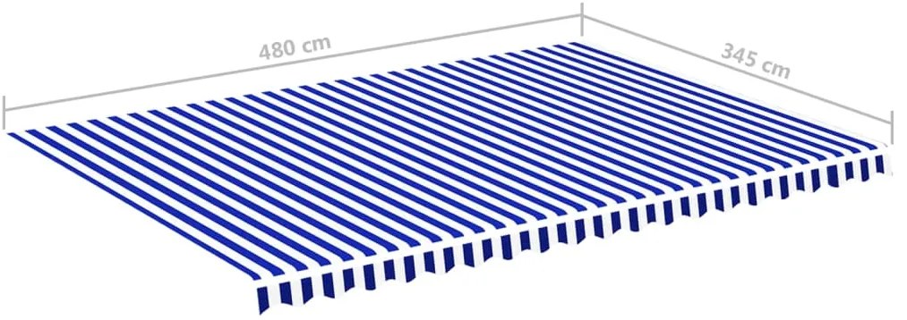 Tecido de substituição para toldo 5x3,5 m azul e branco