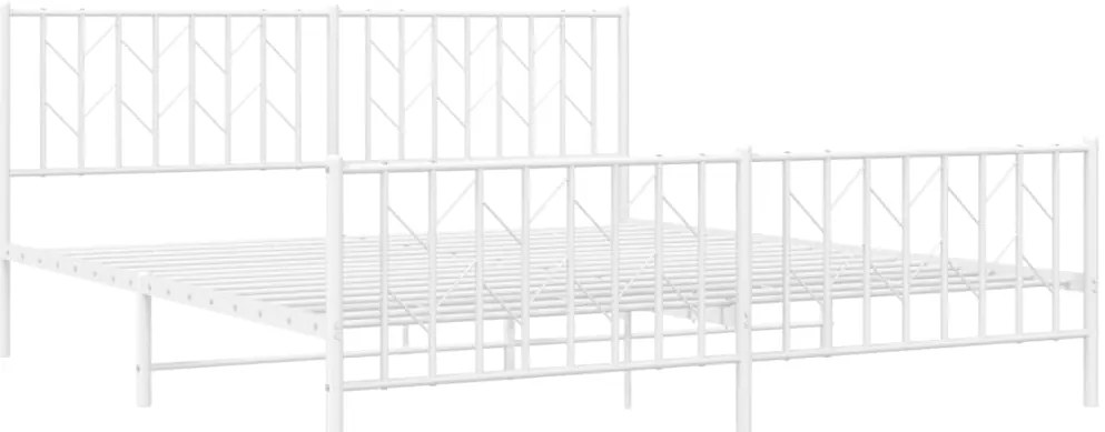 Estrutura de cama com cabeceira e pés 180x200 cm metal branco