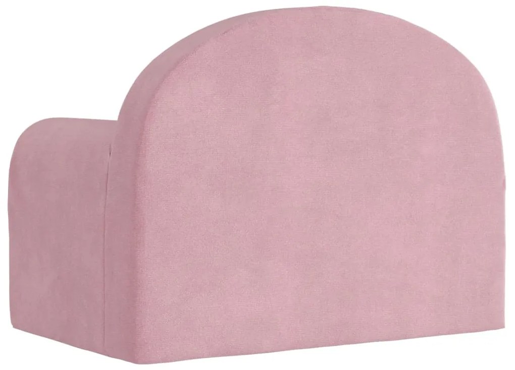 Sofá-cama infantil de pelúcia rosa