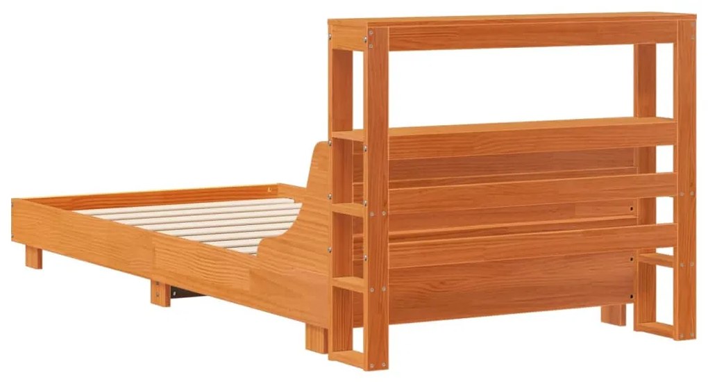 Cama sem colchão 90x200 cm pinho maciço castanho-mel